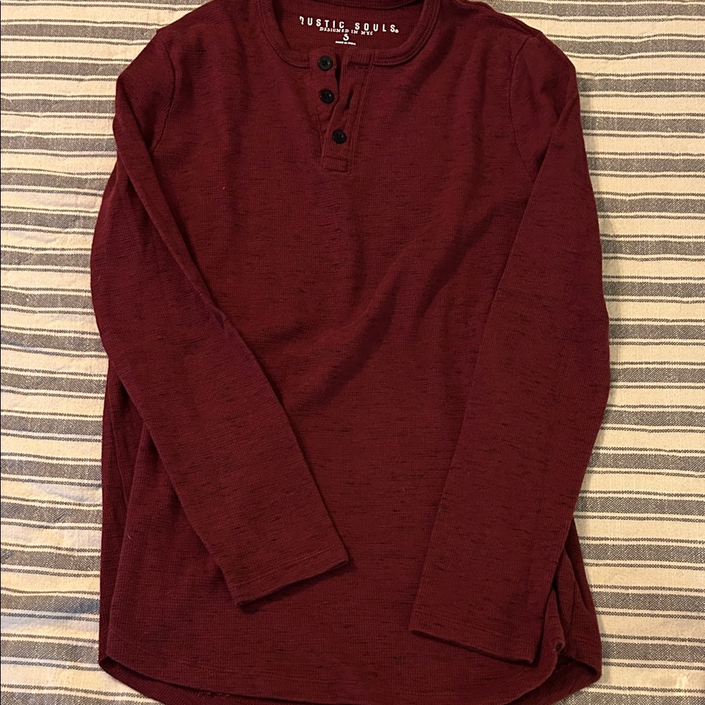 Men's Burgundy Henley Shirt